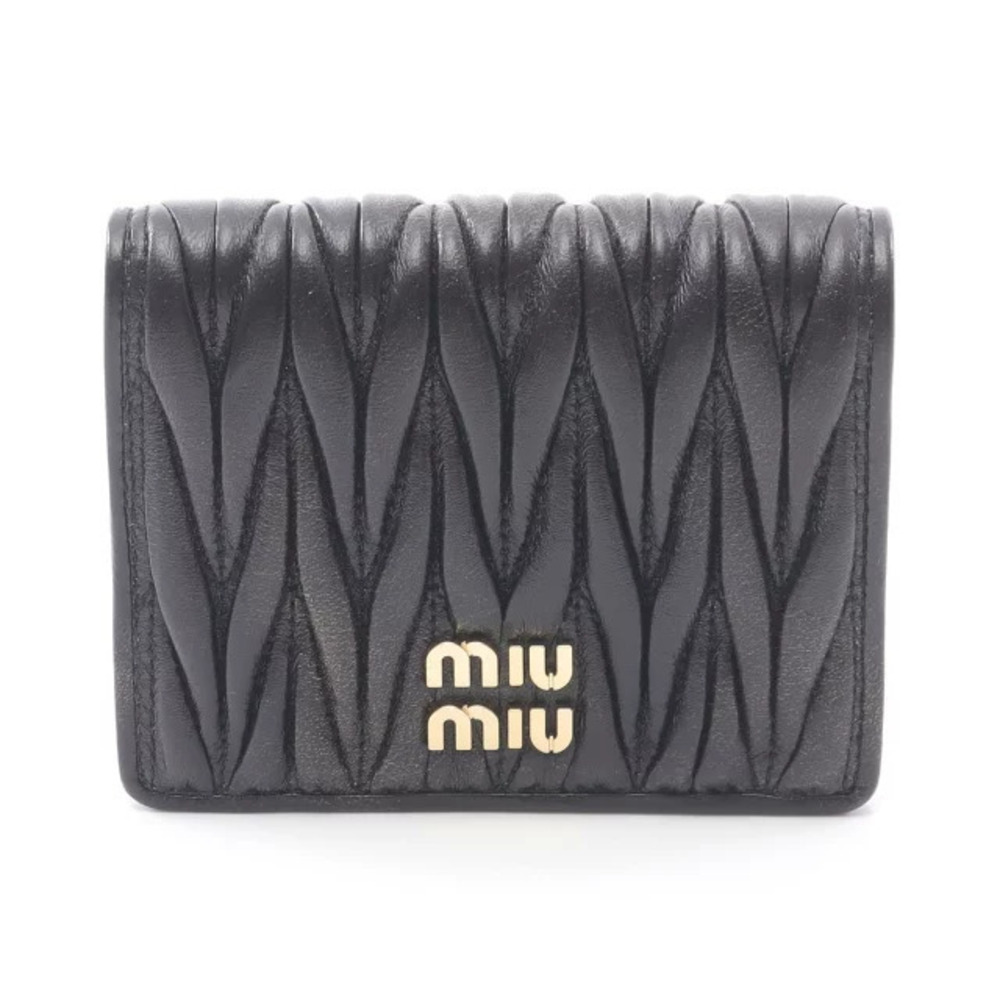 Miu Miu Matelasse Bi fold Wallet Leather Black
